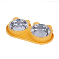 cat dog pet stainless steel double food bowl